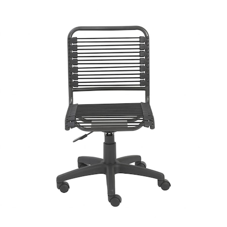 Homeroots 35 in. Round Bungee Cord Low Back Office Chair, Black 400762